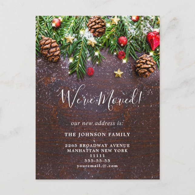 Change of Address Christmas Rustic Holidays Announcement Postcard (Front)