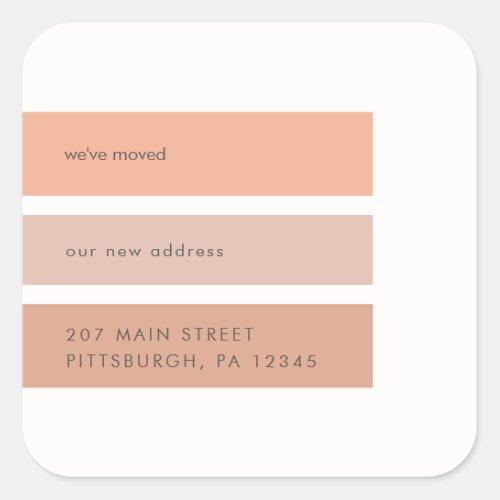 Change of Address Earth Tone Stripes Moving Square Sticker