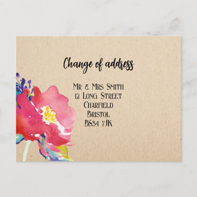Change of address Elegant  Floral  Postcard (Front)