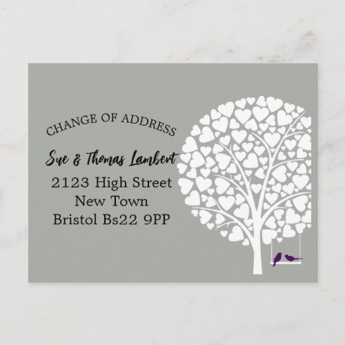 Change of address family tree  announcement postcard