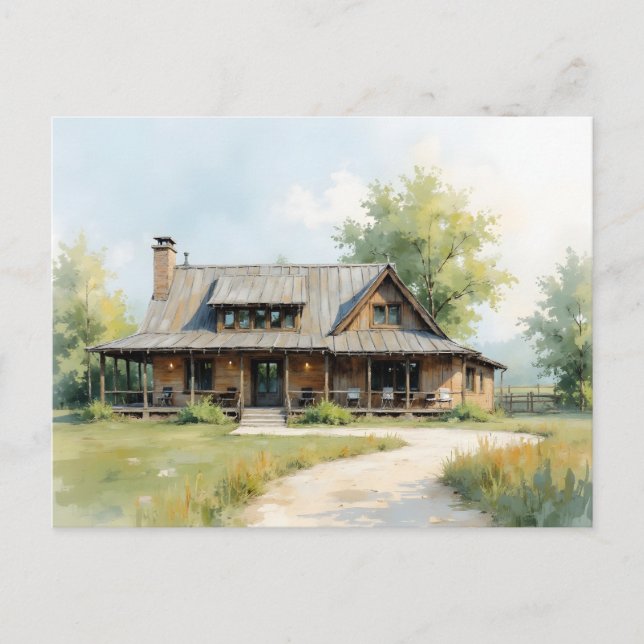 Change of Address Farmhouse Watercolor Style Postcard (Front)