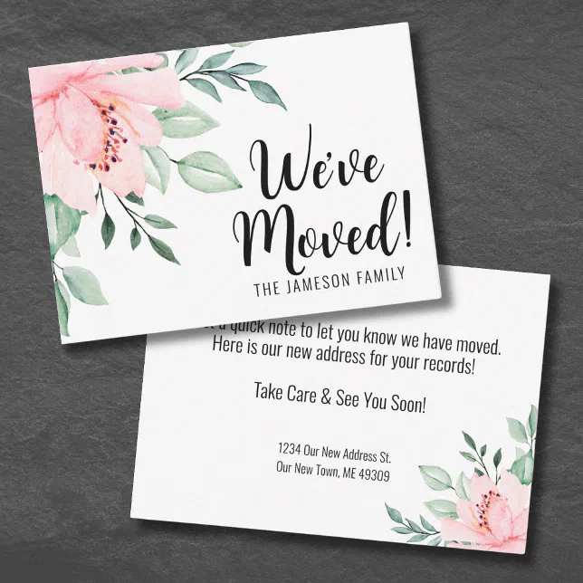 Change Of Address Floral Moving Announcement Card | Zazzle
