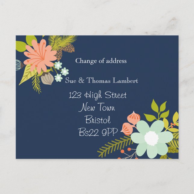change of address floral  postcard (Front)