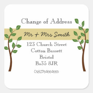 Change of Address gold band Square Sticker