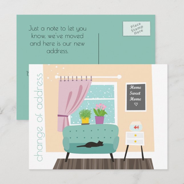 Change of Address Home Sweet Home Postcard (Front/Back)