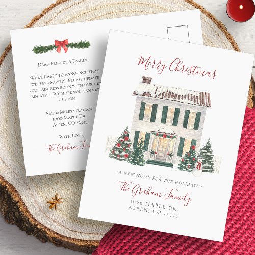 Change Of Address House Merry Christmas Moving Announcement Postcard