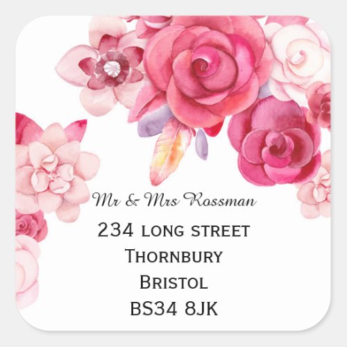 Change of address label sticker floral design