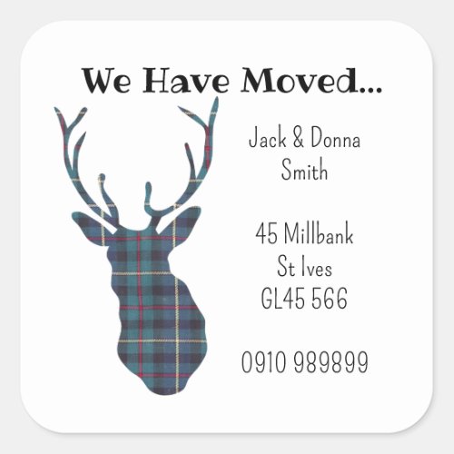 Change of address labels Tartan country stags head