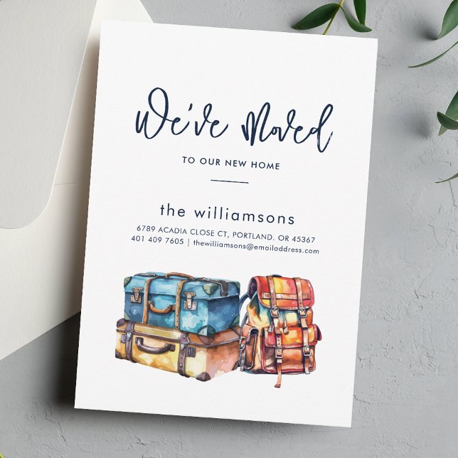 Change of Address Minimalist Moving Announcement (We Moved Luggages Change of Address Moving Announcement)