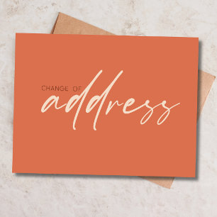 Change Of Address Modern Script Terracotta Postcard
