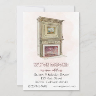 Change of Address Moving Announcement, Fireplace Invitation