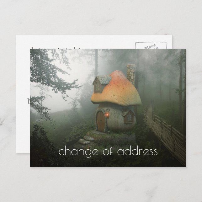 Change of Address Mushroom House Postcard (Front/Back)