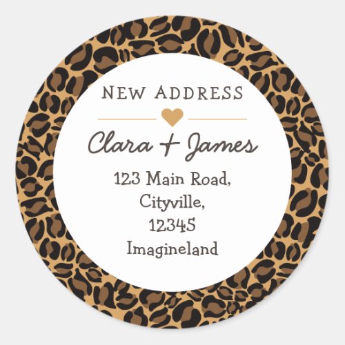 Change of address new address Leopard Print Classic Round Sticker