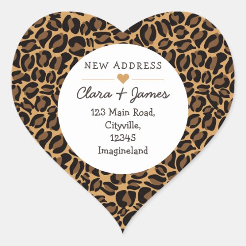 Change of address new address Leopard Print Heart Sticker