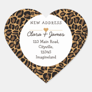 Change of address new address Leopard Print Heart Sticker