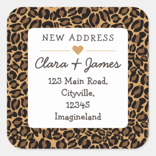 Change of address new address Leopard Print Square Sticker
