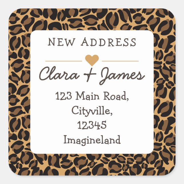 Change of address new address Leopard Print Square Sticker (Front)