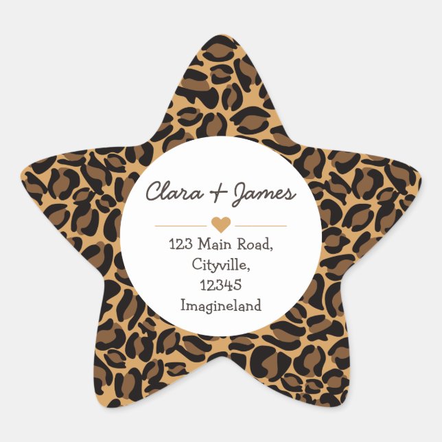 Change of address new address Leopard Print Star Sticker (Front)
