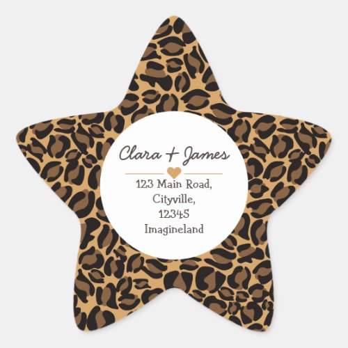 Change of address new address Leopard Print Star Sticker