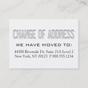 "Change of Address" Notification Label Business Card