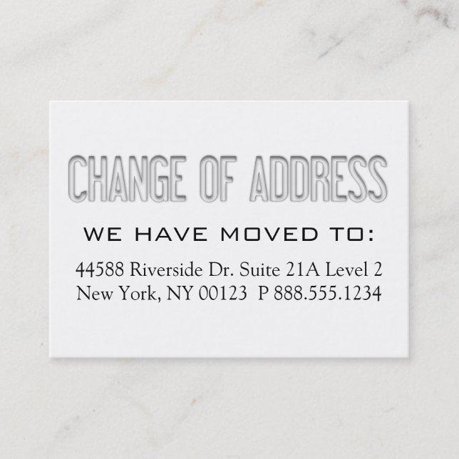 "Change of Address" Notification Label Business Card (Front)
