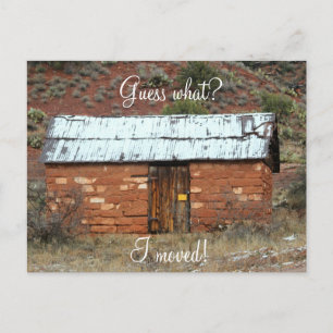 Change of address, old red rock cabin announcement postcard