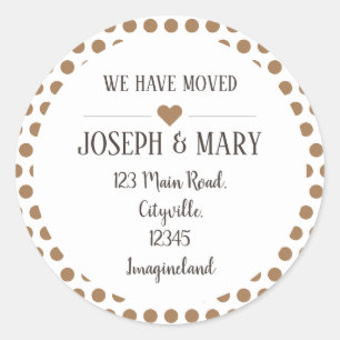 Change of address polka dots classic round sticker