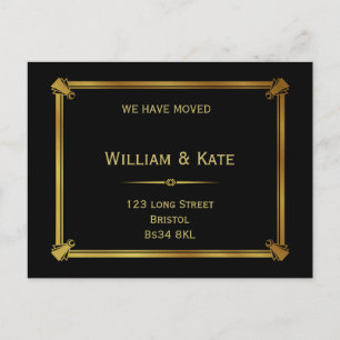 Change of address postcard Art Deco Style gold