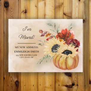 Change of Address Pumpkin Flowers Fall Autumn Announcement