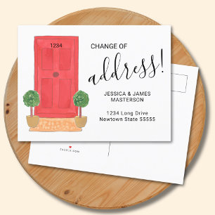 Change Of Address Red Door Moving Announcement Postcard
