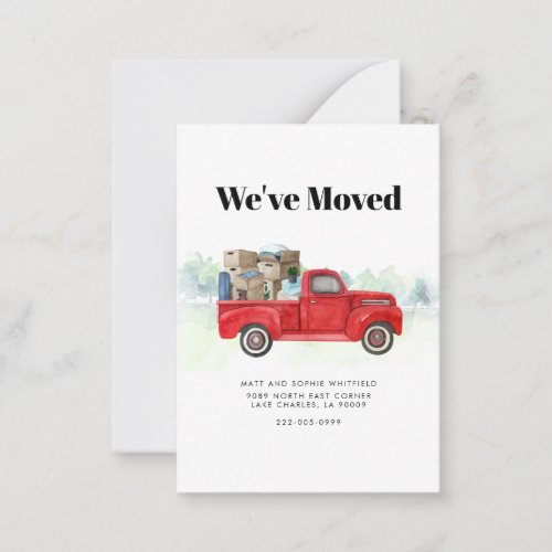 Change of Address Red Truck Moving Announcement