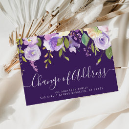 Change of Address script lettering purple moving Postcard