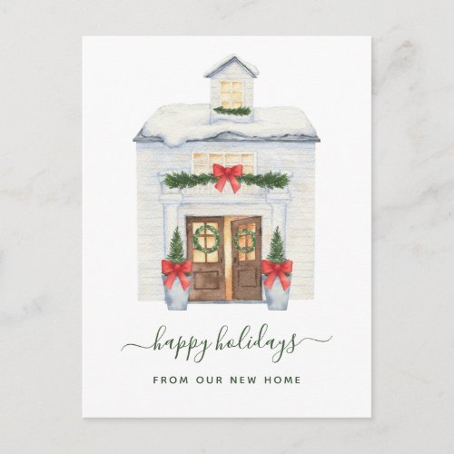 Change of Address  Snowy Christmas House Holiday Postcard