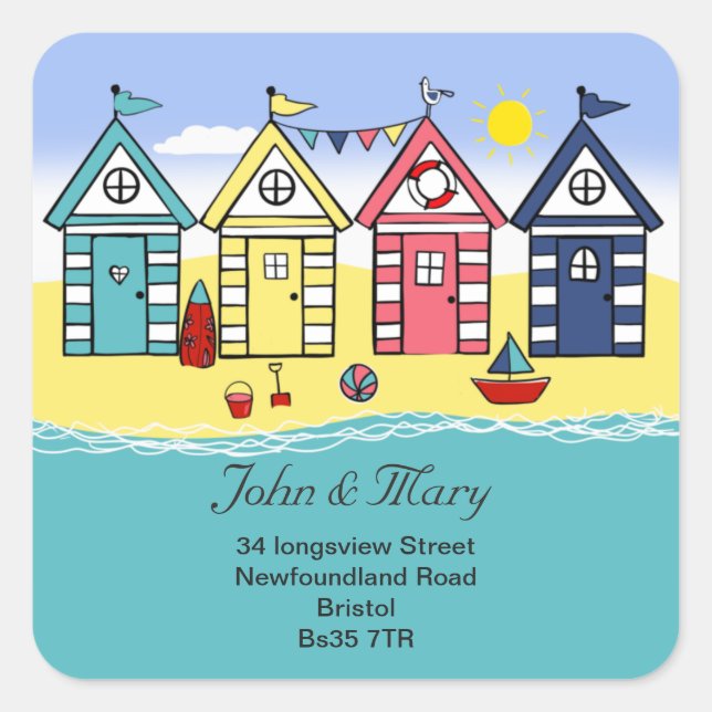 Change of Address sticker beach hut (Front)