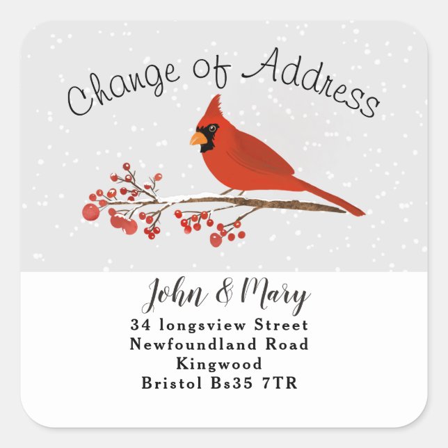 Change of Address sticker cardinal (Front)