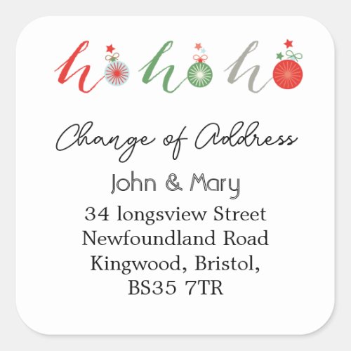 Change of Address sticker Christmas
