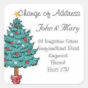 Change of Address sticker Christmas tree
