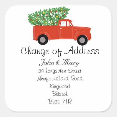 Change of Address sticker christmas tree