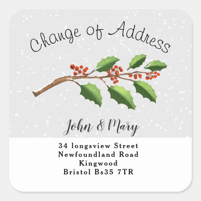 Change of Address sticker holly (Front)
