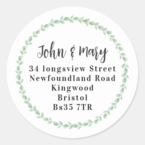 Change of Address sticker pattern green watercolou