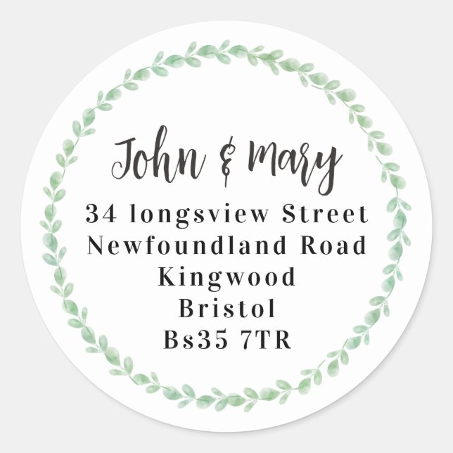 Change of Address sticker pattern green watercolou (Front)