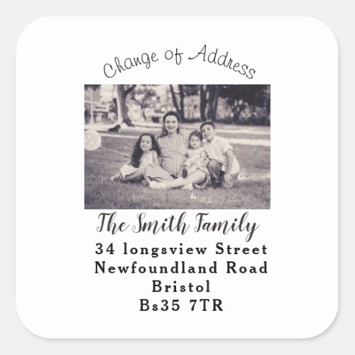 Change of Address sticker with family photo