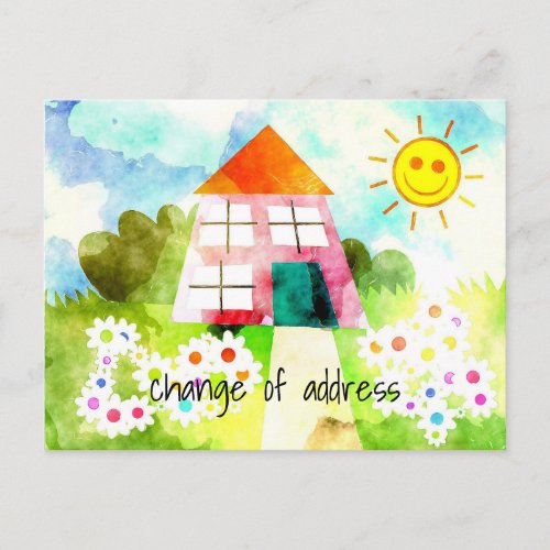 Change of Address Sunny House Announcement Postcard