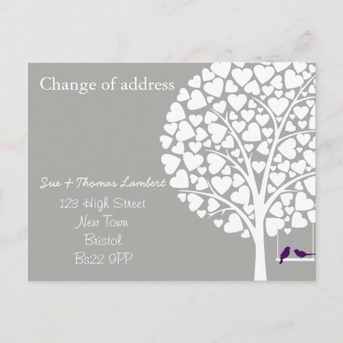Change of address  tree with bird green background announcement postcard