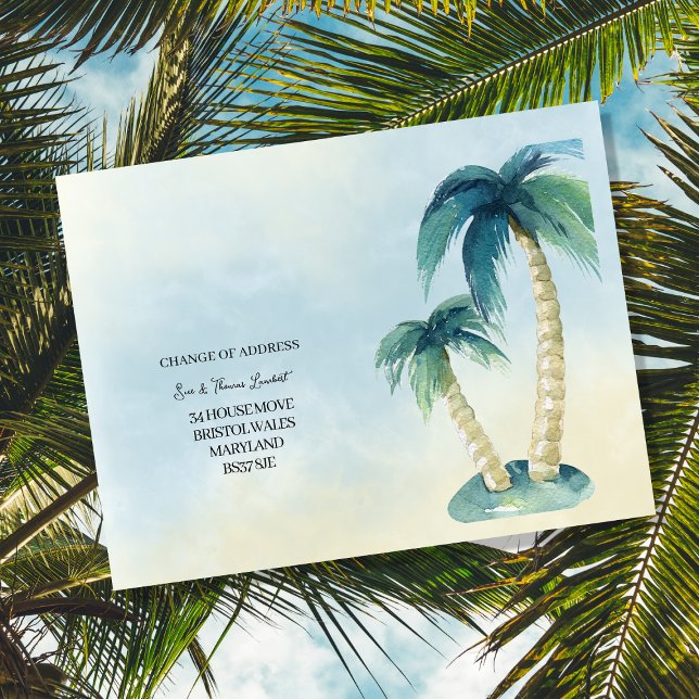 Change of address tropical, palm tree, Florida Announcement Postcard (Creator Uploaded)