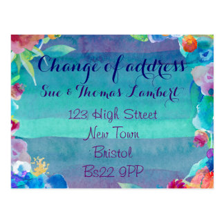 Change of address water-colour postcard