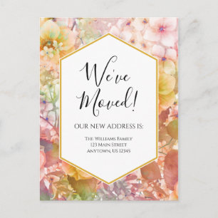 Change Of Address Watercolor Flowers Postcard