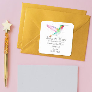 Change of Address watercolour hummingbird Square Sticker