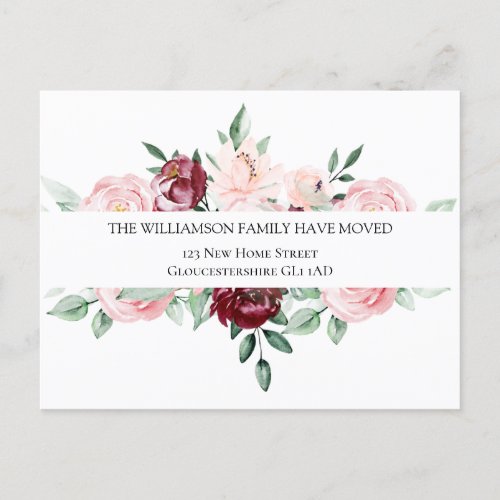 Change of Address We Have Moved Elegant Floral Announcement Postcard