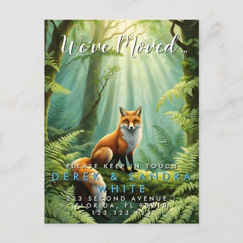 Change of address we have moved fox nature announcement postcard